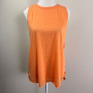 Icyzone Womens Orange Heathered Racerback Activewear Tank Top Size Large NWT
